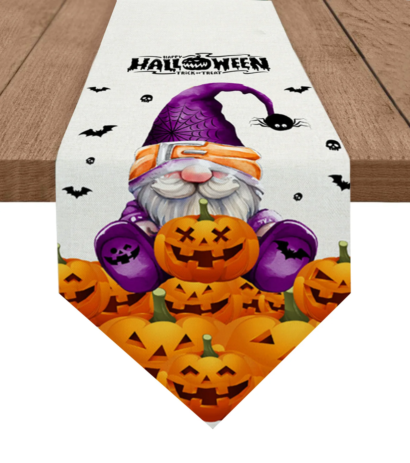 

Halloween Pumpkin Bat Gnome Table Runner Wedding Decor Tablecloth Holiday Party Home Dining Table Decoration