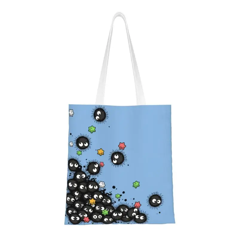 

Custom Candy Soot Sprites Canvas Shopping Bags Women Recycling Grocery Totoro Studio Ghibli Anime Shopper Tote Bags