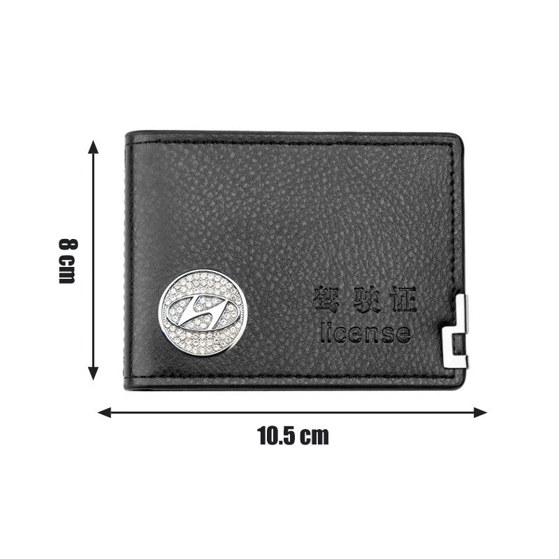 

Car Logo Driver License Waterproof Multi Function Wallet Case Simple Beautiful Easy Carry for Hyundai Santa Fe Sonata Etc