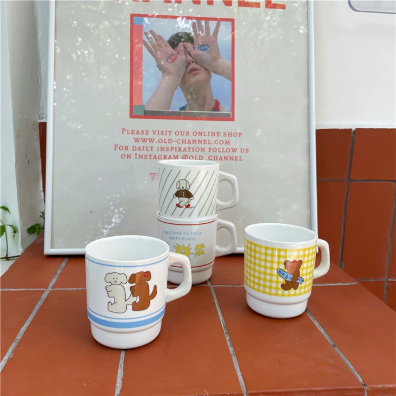 

Корейская симпатичная мультяшная керамическая чашка в стиле Ins с щенком кофейная чашка креативная простая чашка для молока домашняя чашка ...
