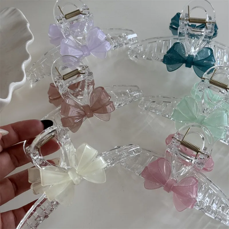 Прозрачная большая заколка-бант желеобразного цвета новинка женская заколка для