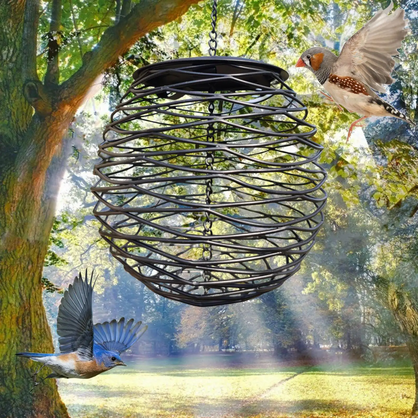 

Ball Shape Bird Feeder for Outside Squirrel Proof Wild Bird Feeder Metal Bird Suet Feeder Outdoor Yard Garden Tree Decoration