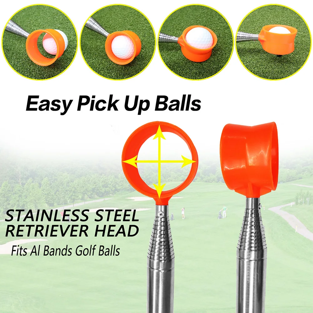Retriever 10 Sections Stainless Steel Telescopic Ball Picker Pick Up Grabber Extandable Golf Training Aids