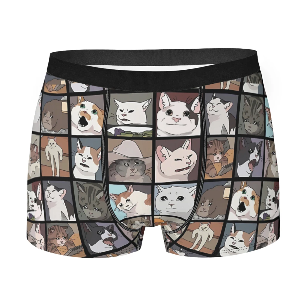Мужские хлопковые трусы-боксёры с принтом кошек