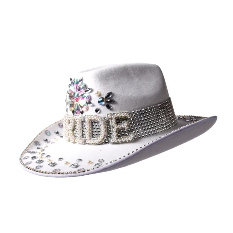 

Cowgirl Hat with Shimmering Rhinestones for Bachelorette Party Encrusted Rhinestones Western Cowgirl Hat for Bride Wholesale
