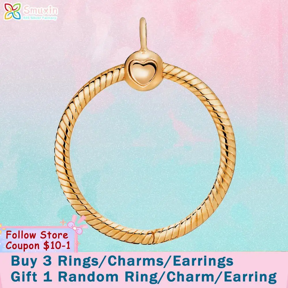 

Smuxin 925 Sterling Silver Charms Golden O Pendant fit Original Pandora Bracelets for Women Jewelry Making Birthday Girl Gift