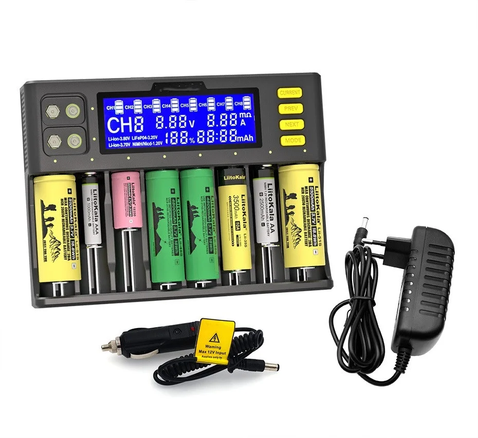 

LiitoKala Lii-PD4 Lii-S8 Lii500s Lii600 battery Charger for 18650 26650 21700 18350 AA AAA 3.7V/3.2V/1.2V/ lithium NiMH battery