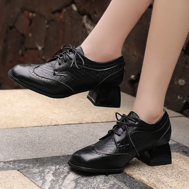 Женские туфли из микрофибры с квадратным носком на шнуровке 22-26 5 см