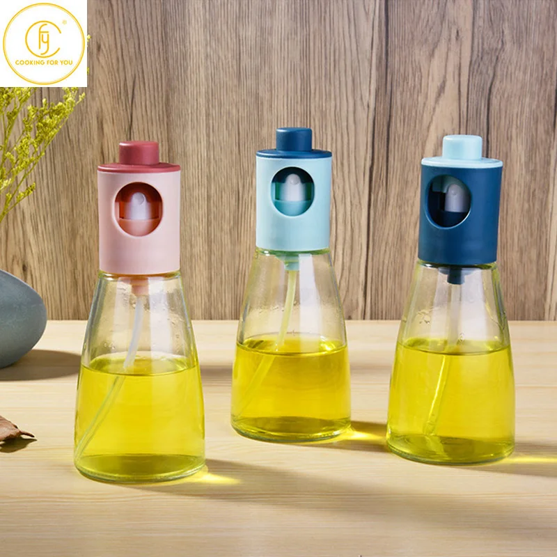 

180ml Push Type Glass Oil Bottle with Built-in Straw Creative Seasoning Jar Kitchen Gadgets Vinegar Soy Sauce Condiment Bottle