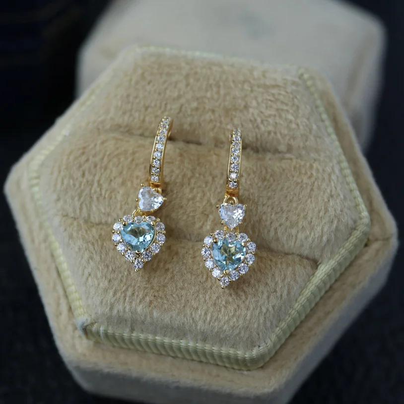 Серьги-капли Ables Chic из чистого серебра 925 пробы с натуральным аквамарином и