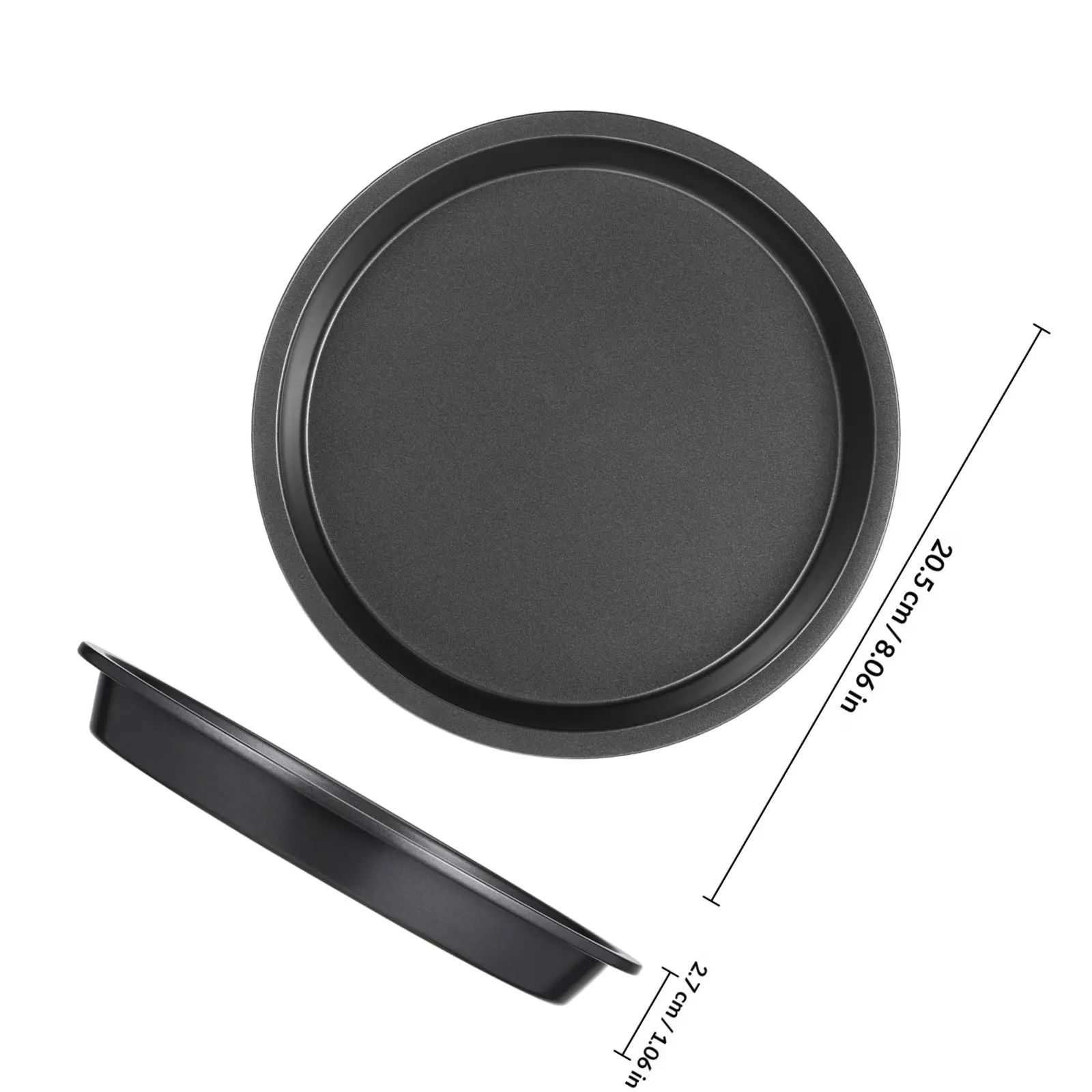 Фото Круглая форма для пиццы из углеродистой стали с антипригарным покрытием, прочная, для выпечки пиццы, тортов, сэндвичей, стейков, сосисок, для ежедневного использования №2