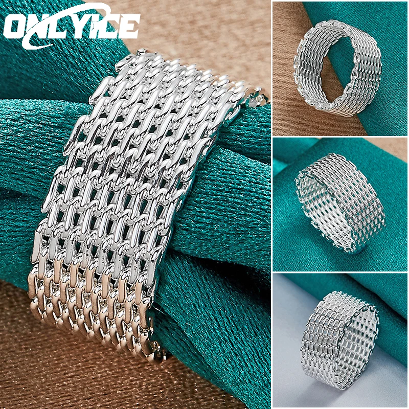 

925 Sterling Silver Weave Ring For Women Men Wedding Party Engagement Band Fashion Charm Jewelry Valentine's Day Gift