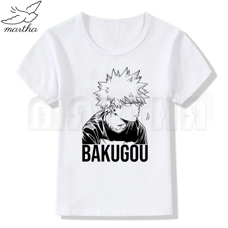 Bakugou Kid Cute Boys T-shirt Children Short Sleeve Clothing Funny Cartoon Party Top Girl White Tee,Drop Ship