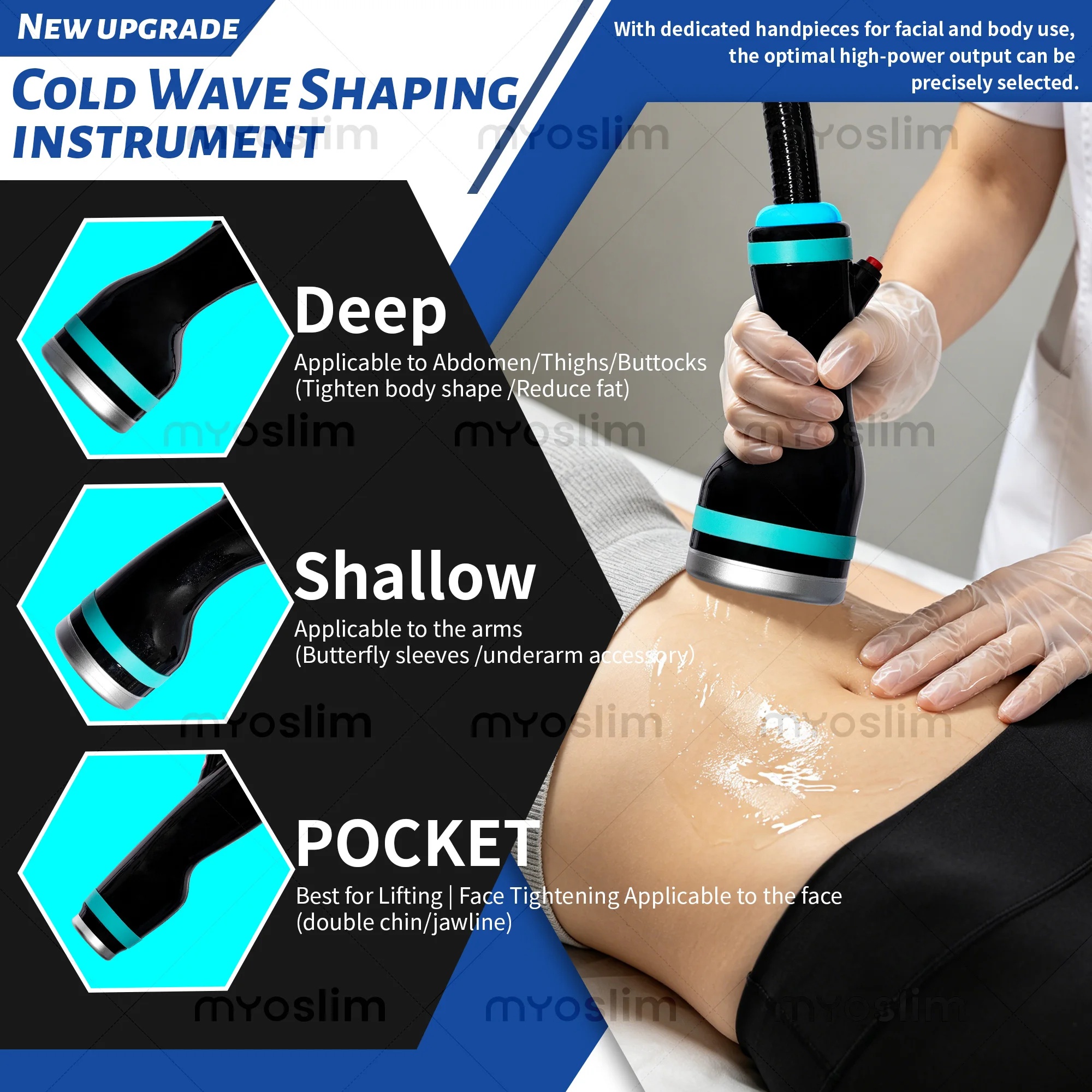 Фото Портативный аппарат Coolwaves RF для коррекции фигуры и подтяжки кожи лица и тела, уменьшения целлюлита, 2,45 ГГц, настольный №5