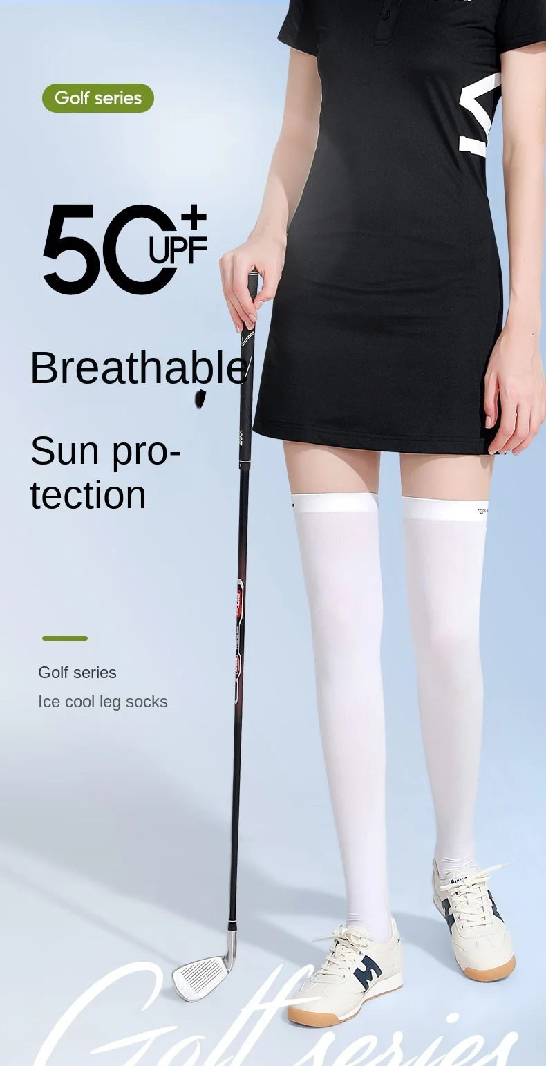 Summer Golf  Socks Ladies Ice Silk Sunscreen High Tube Sports Stockings Breathable and Slim Legs
