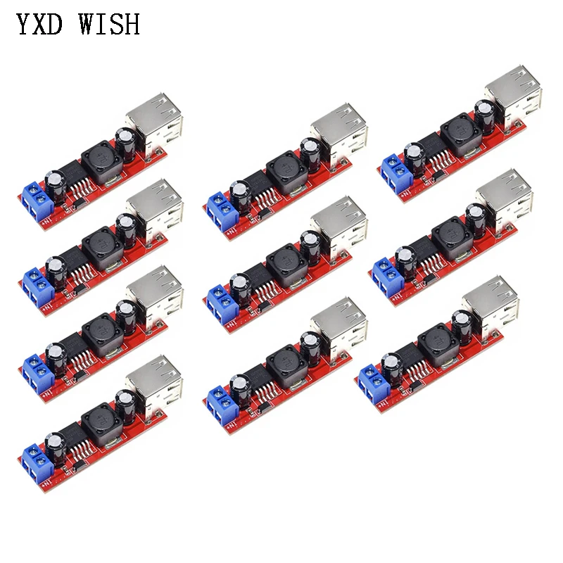

10 шт. двойной USB-зарядный понижающий преобразователь постоянного тока в постоянный ток 6 В-40 В до 5 В 3 А для автомобильного зарядного устройства LM2596 понижающий преобразователь с двумя USB-портами