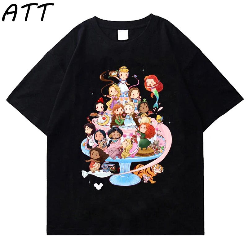 

Футболка женская оверсайз с мультяшным принтом русалки принцессы девушки Футболки летняя хлопковая футболка с коротким рукавом женские Футболки camiseta Top te