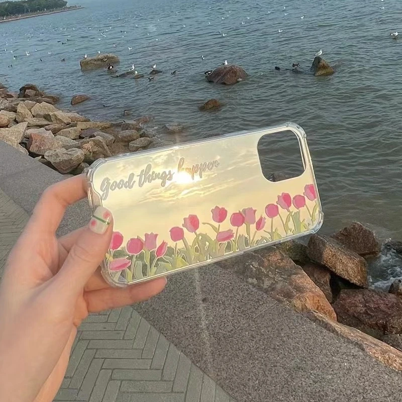 Прозрачный зеркальный чехол с тюльпаном для Samsung Galaxy Note 20 Ultra 10 Pro 9 8 S22 S21 S20 S10 Plus S9 S8