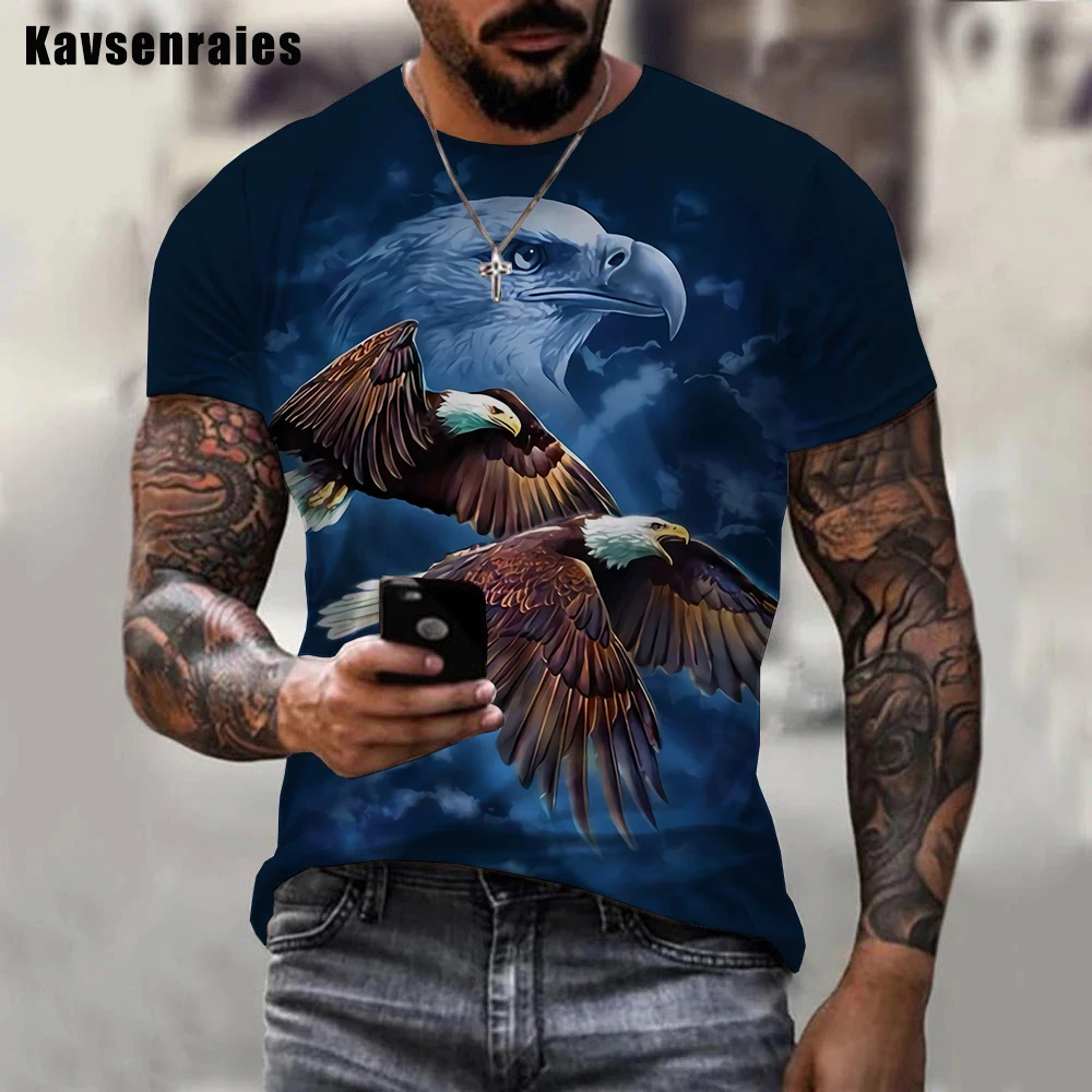 

2022 Summer Fashion New Wings Flying Eagle 3D Print T-shirt Men Women Harajuku Streetwear Short Sleeve Hip Hop Casual Tops