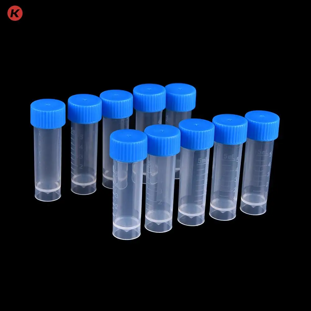 

10 шт., пластиковые пробирки для лаборатории, 5 мл