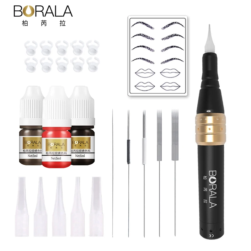 

Borala tattoo kit PMU Tattoo Machine Miroblading kit tattoo set Brows Eyeliner Lip Microshading Permanent Makeup Kit practise