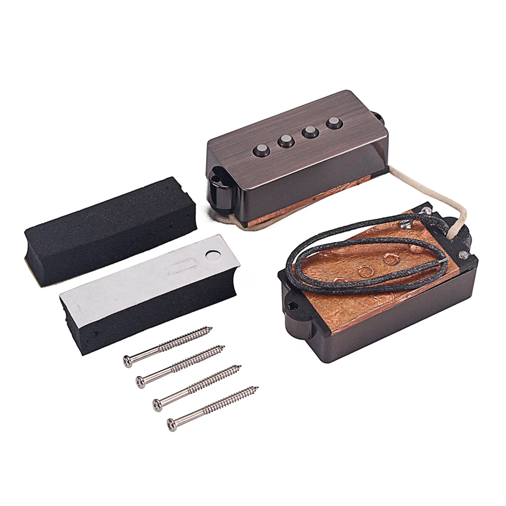 

2 Pieces 4-String P-Bass Pickups with Mounting Screws String Bridge Instrument Precision Replacement Parts Maintenance Kit