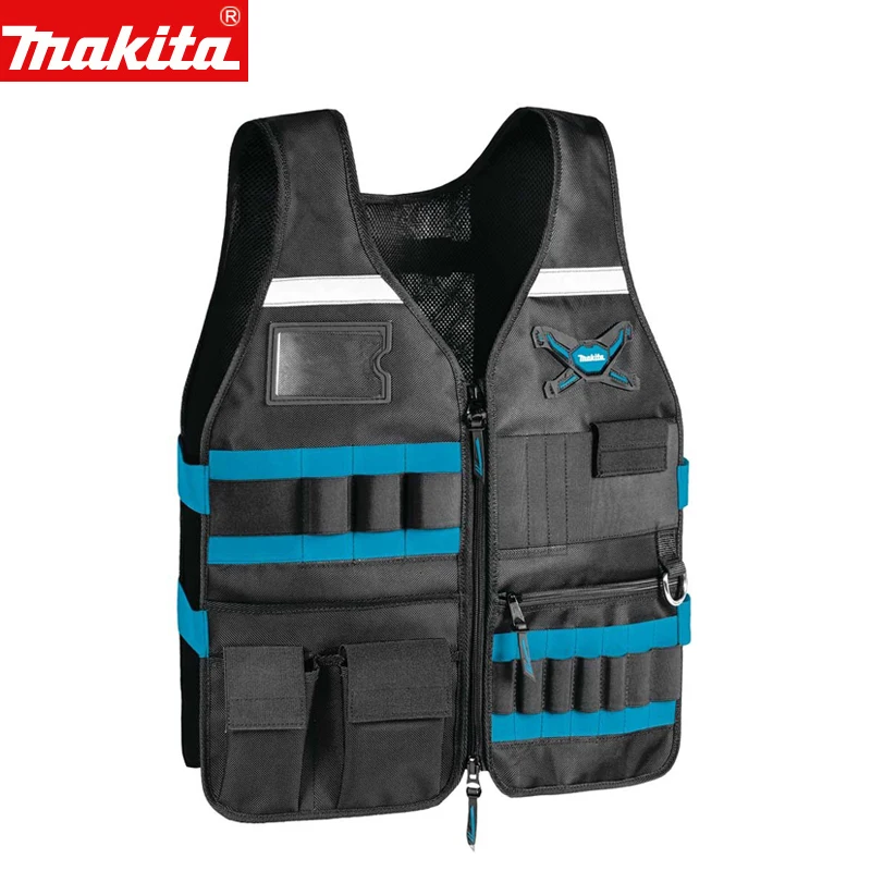 Makita E-05636 Electrician Carpenter Work Vest Multi-functional Electrician Hardware Storage Bag Tool Vests Adjustable Pockets