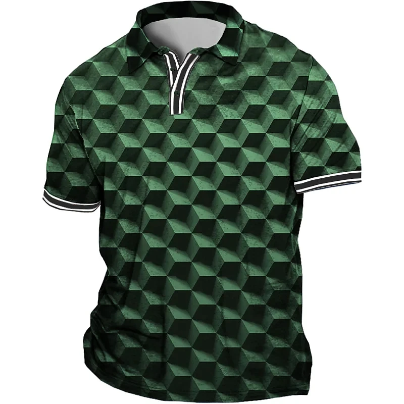 

Men's Plus Size Polo Shirt Optical Illusion Turndown Short Sleeve Sports Fashion Streetwear Designer Outdoor Street Tops