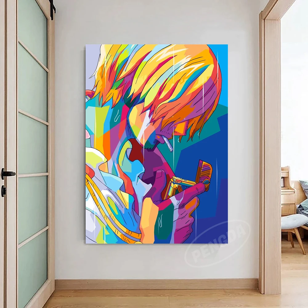 Измельчитель HD печать Аниме Холст One Piece Wall Sanji художественная живопись Trafalgar ·