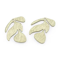 10pcslot raw brass textured leaf charms pendant jewelry findings for diy earrings necklace making supplies