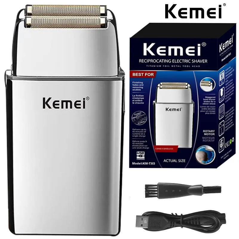 

kemei TX5 Pro metal housing barber shop hair electric shaver for men beard bald head shaving machine rechargeable electric razor