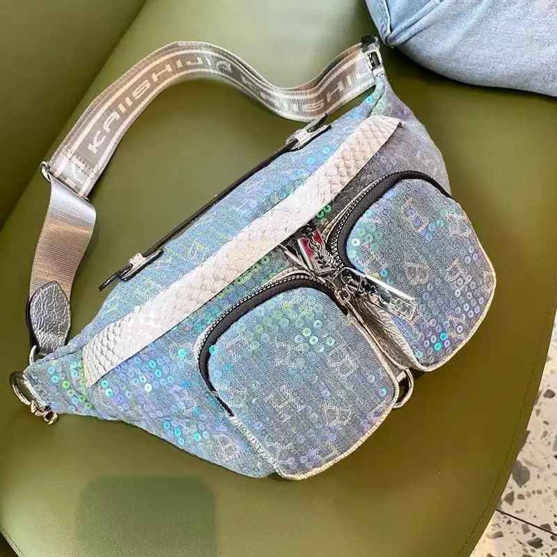 Высококачественная блестящая модная сумка-хобо с блестками большая