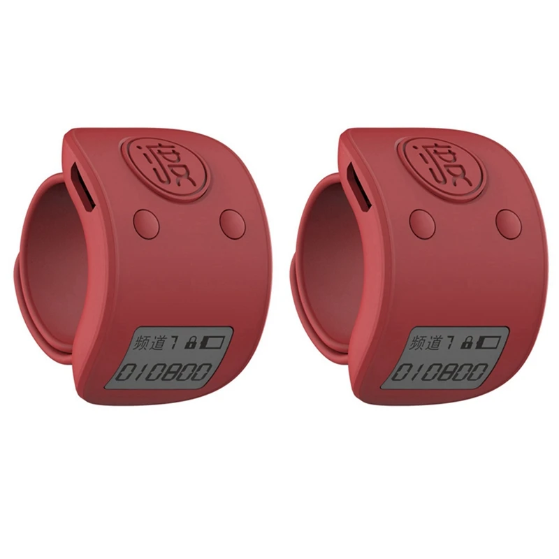 

2X Mini Digital LCD Electronic Finger Ring Hand Tally Counter 6 Digit Rechargeable Counters Clicker-Red