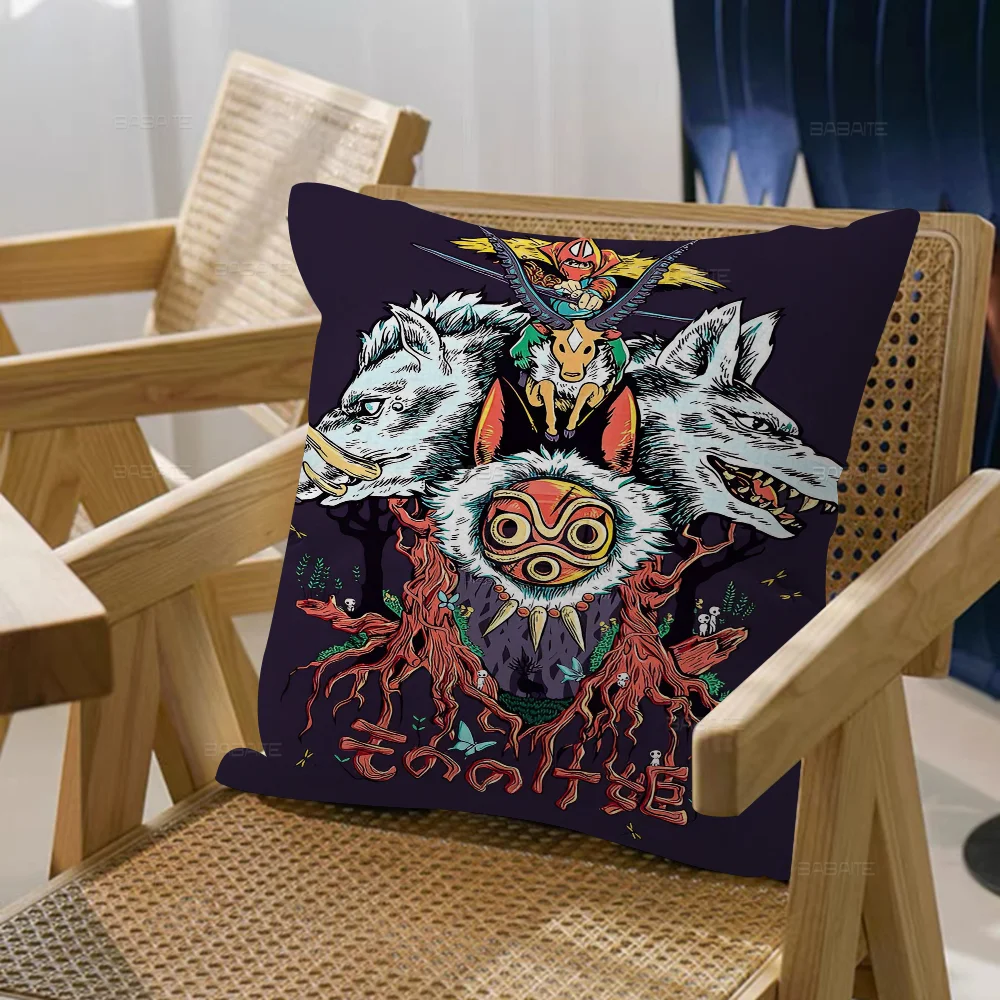 Japanese Classic Anime Princess Mononoke Pillow Cover For Bedroom Room And Living Sofa Decorative Cushion