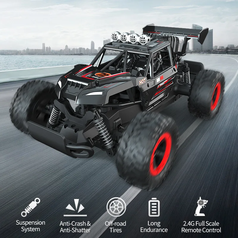 Jjrc Q102 2 4 ГГц 4wd Радиоуправляемый плоский гоночный грузовик со светом 1:14