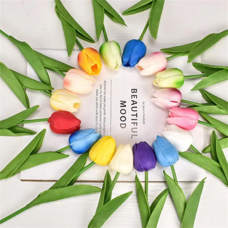 

Wedding Decoration Tulip Bouquet Decor Lifelike Easter Spring Fake Flower Plant Easter Home Garden Decor Tulip Artificial Flower