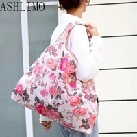 big size thick oxford tote eco reusable polyester portable shoulder women handbag folding pouch shopping bag waterproof foldable