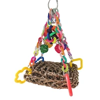 parrot swing toy colorful parrot toys seagrass woven net hammock for birds bird colorful chewing toys for parrots parakeets