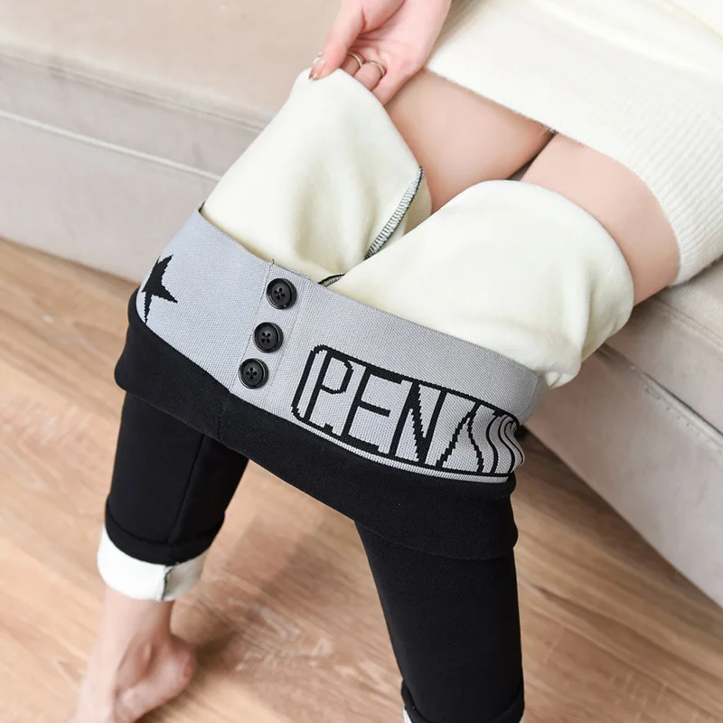 

Зимние теплые леггинсы для женщин, черные Термолеггинсы, брюки, повседневные флисовые утепленные брюки из овечьей шерсти, Сексуальные облегающие леггинсы с высокой талией