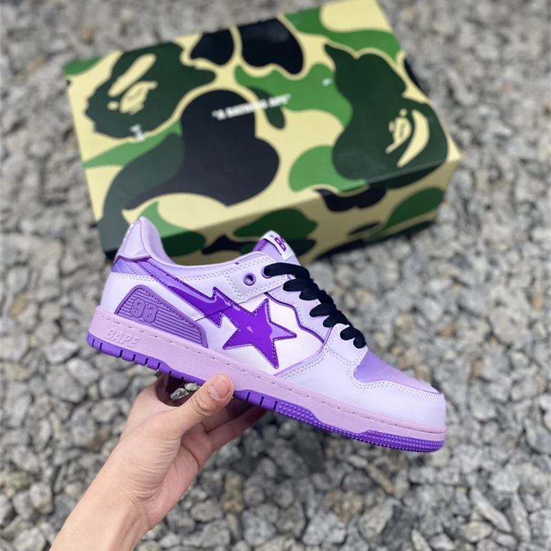 A Bathing Ape Sport Women Shoes Human Made Sta Sk8 Running Shoes Sneakers Casual Sandals Purple Shoes for Women Size:36-40