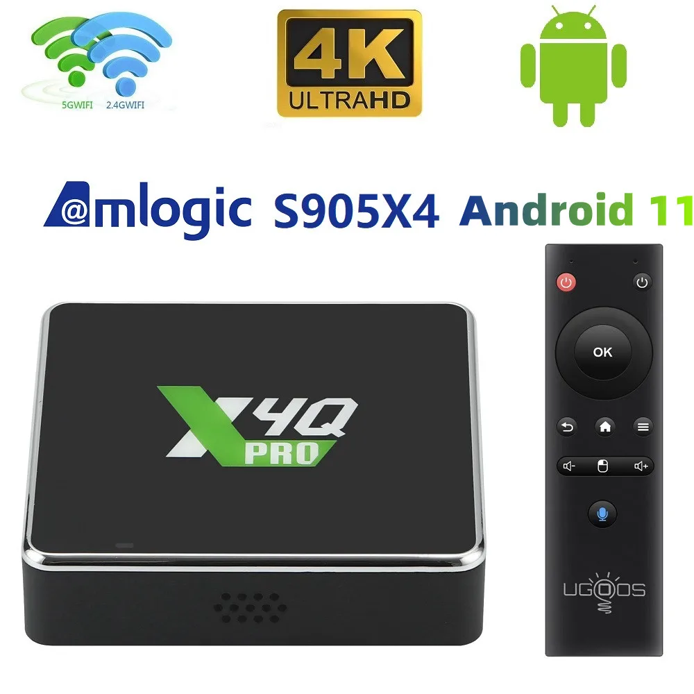 

X4Q Pro Plus Quad Core Amlogic S905X4 4GB 32GB 64GB 1000M LAN 2.4G 5G Dual Band Wifi BT5.1 4K HDR Android 11 TV Box