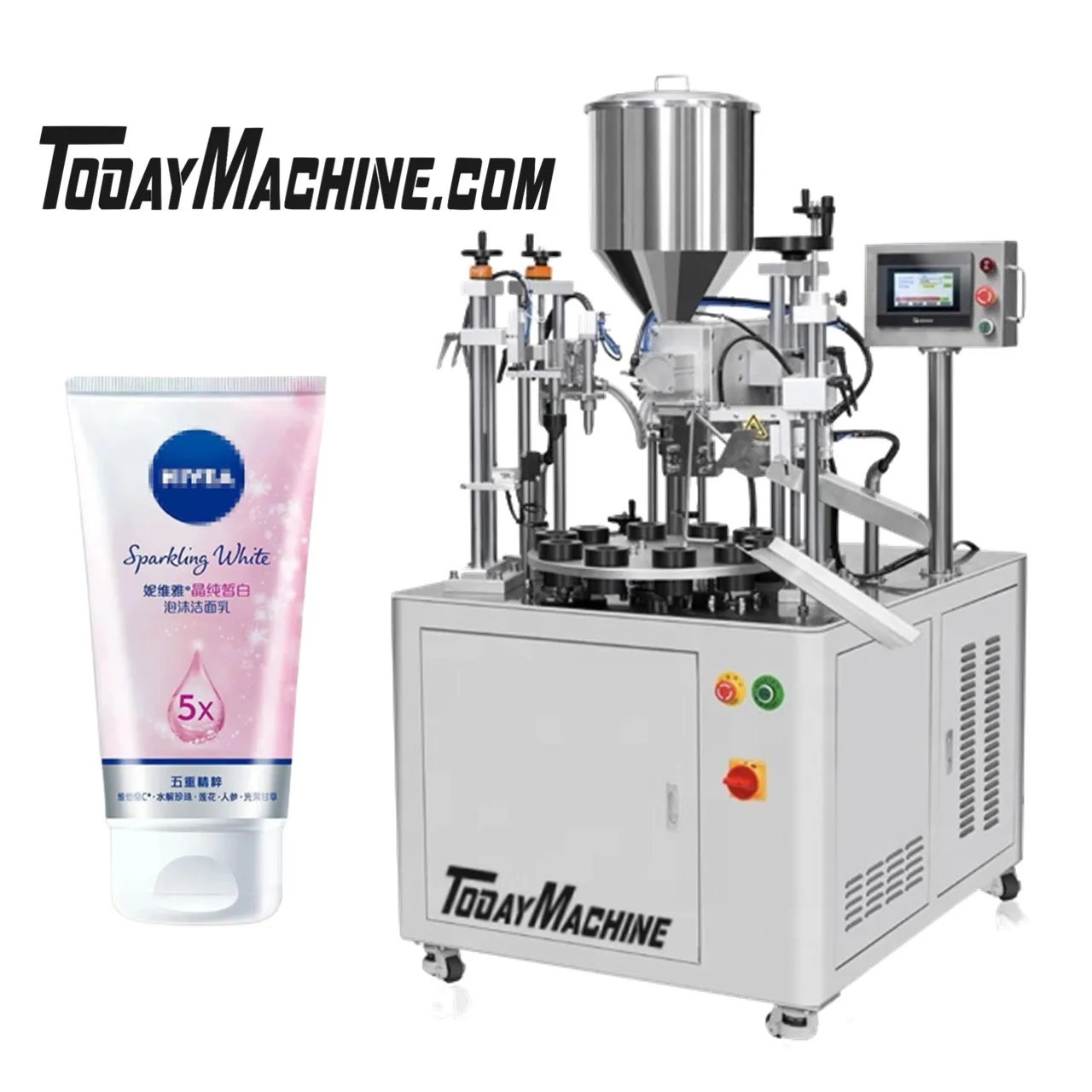 Роторная машина для наполнения и запечатывания косметических пластиковых