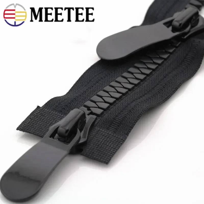 

Meetee 8#15# Resin Zippers 70-150cm Open End Long Zip Down Jacket Coat Double Sliders for Sewing Garment Repair Tailor Accessory