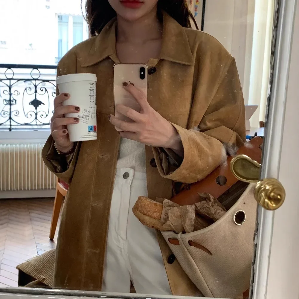 Стильная повседневная куртка средней длины Niche Sense в корейском стиле свободная