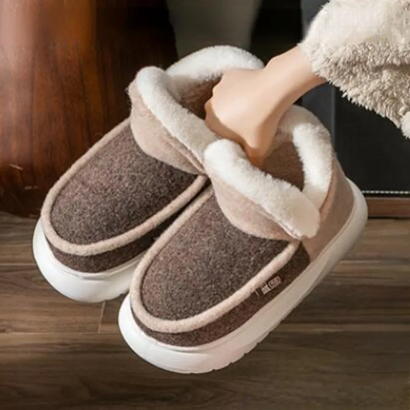 

Женские зимние ботинки 2023, утолщенные короткие плюшевые зимние ботинки для пар, теплая обувь из флока с высоким верхом, объемная женская обувь