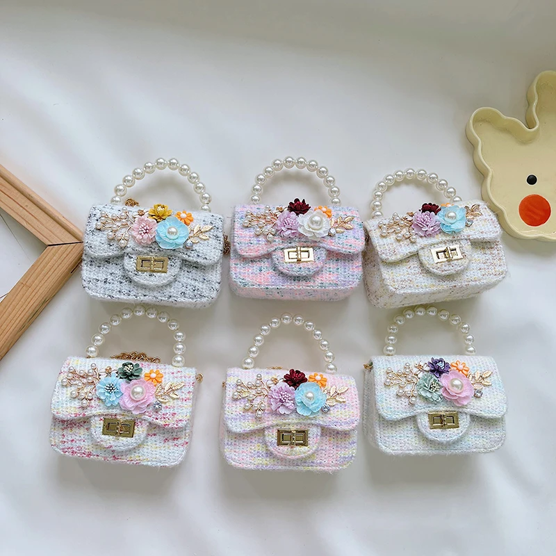 

Kids Mini Purses and Handbags 2022 Cute Little Girl Pearl Messenger Bag Baby Girls Small Coin Pouch Party Hand Bag Gift