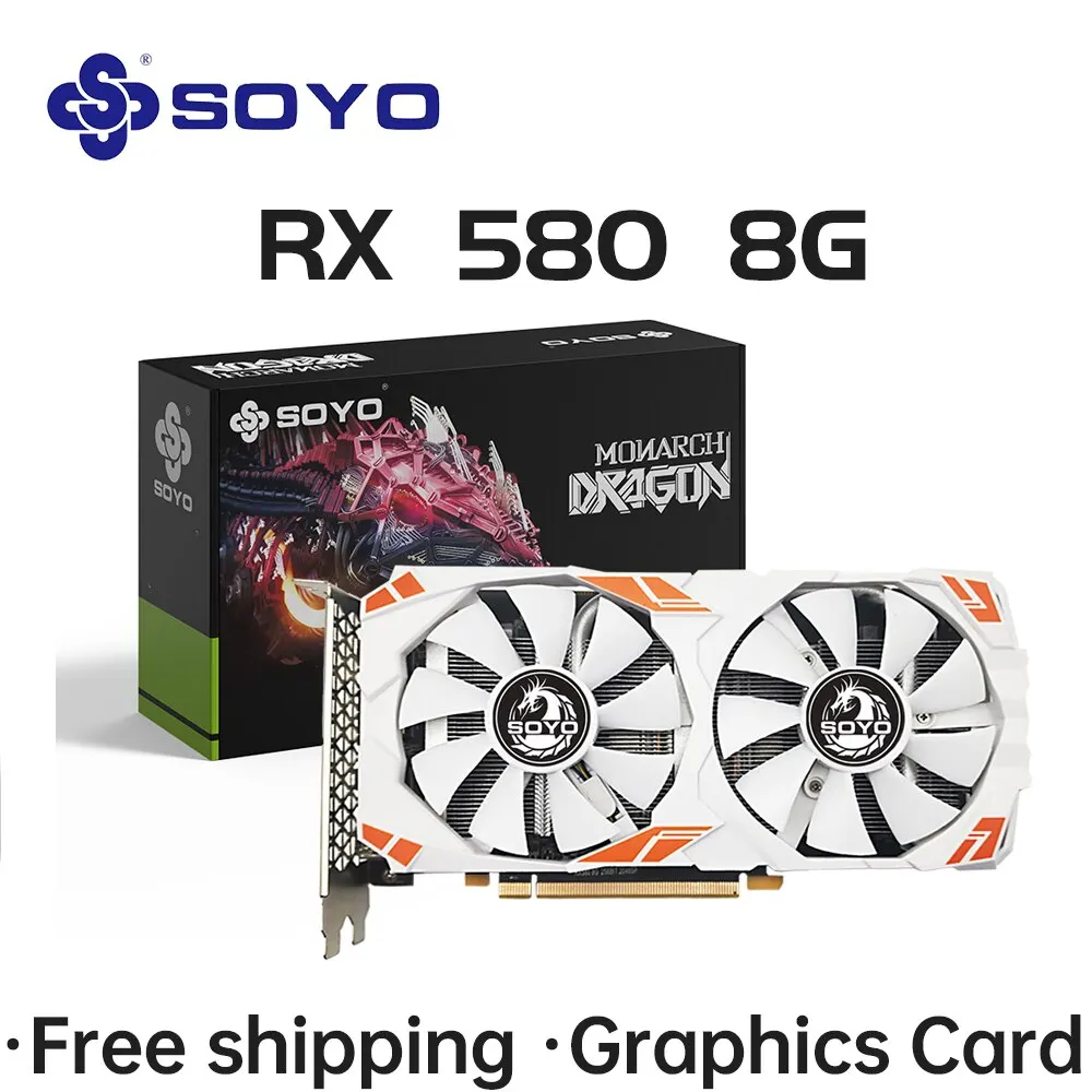 SOYO AMD Radeon RX580 8G видеокарты GDDR5 игровая Карта памяти PCIE3.0x16 HDMI DP * 3 для настольных компьютеров