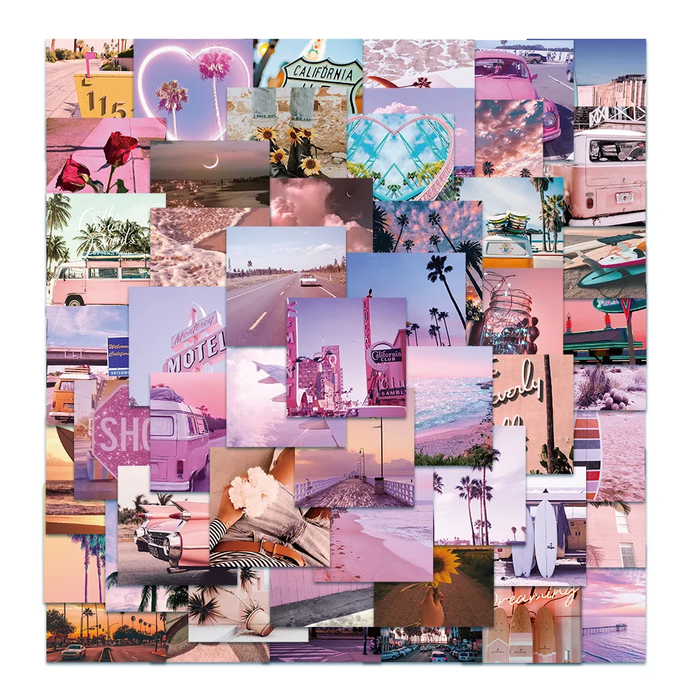 

62PCS Pink Morning Decorative Sketchbook Scrapbooking DIY Sticky PVC Graffiti Sticker Accessories Kids Phone Aesthetic