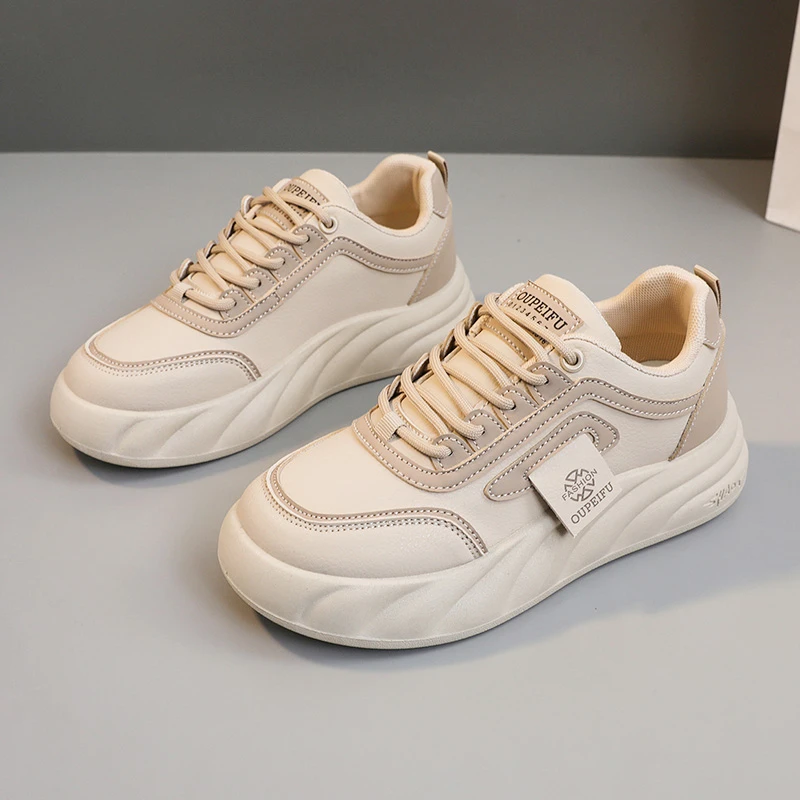 Женские кроссовки на платформе повседневная обувь толстой подошве с круглым