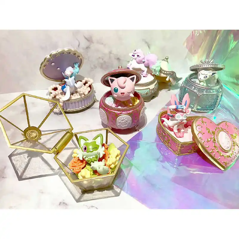 Фото Оригинальная романтическая коллекция Pokemon Re-Ment Ashirene Nymphia Nyahoja Purin Alola Rokon, полный набор, 6, конфетные игрушки, коллекционные фигурки №3